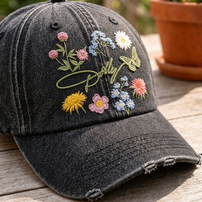 DPA Wildflower Butterfly Denim Cap