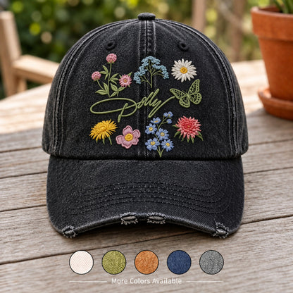DPA Wildflower Butterfly Denim Cap