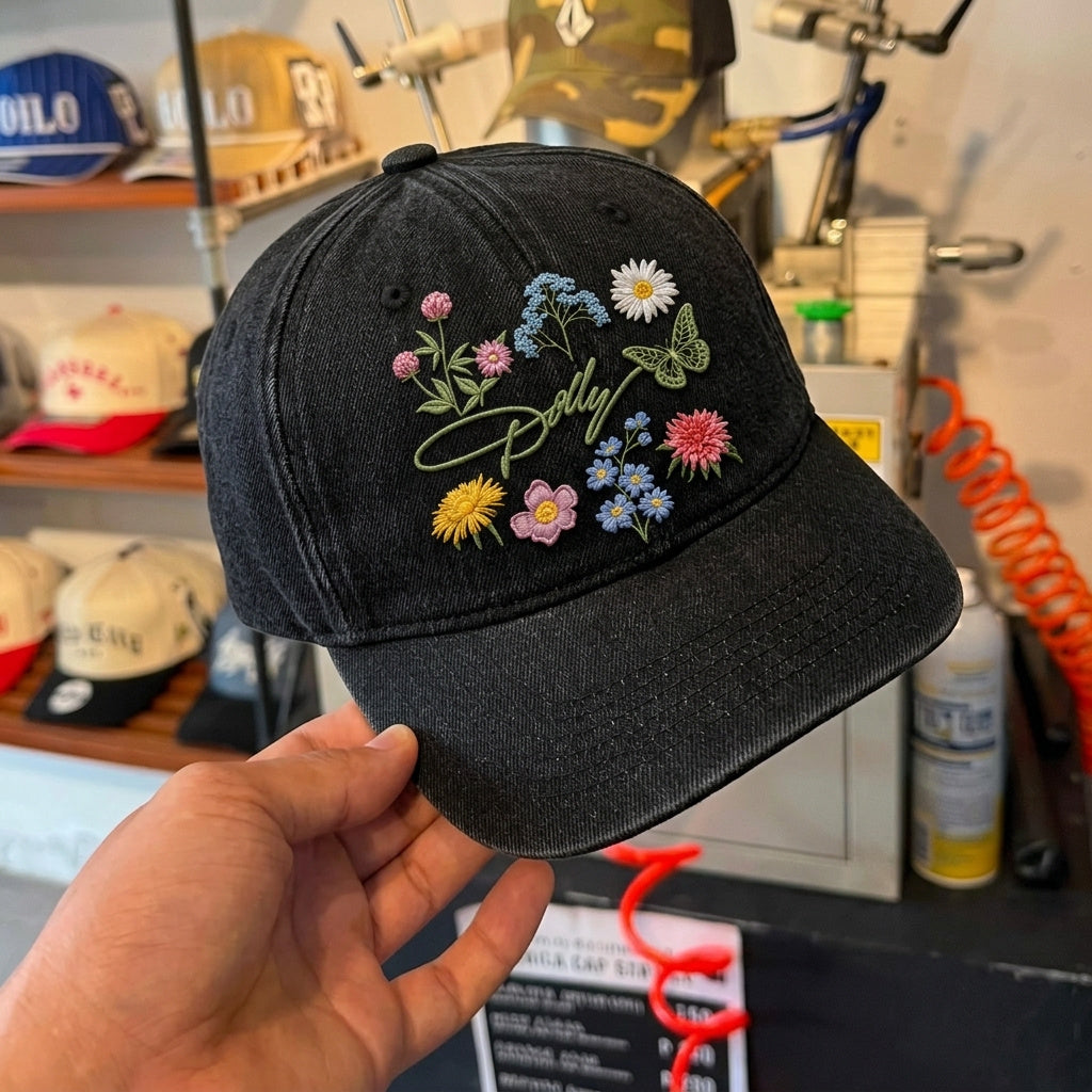DPA Wildflower Butterfly Denim Cap