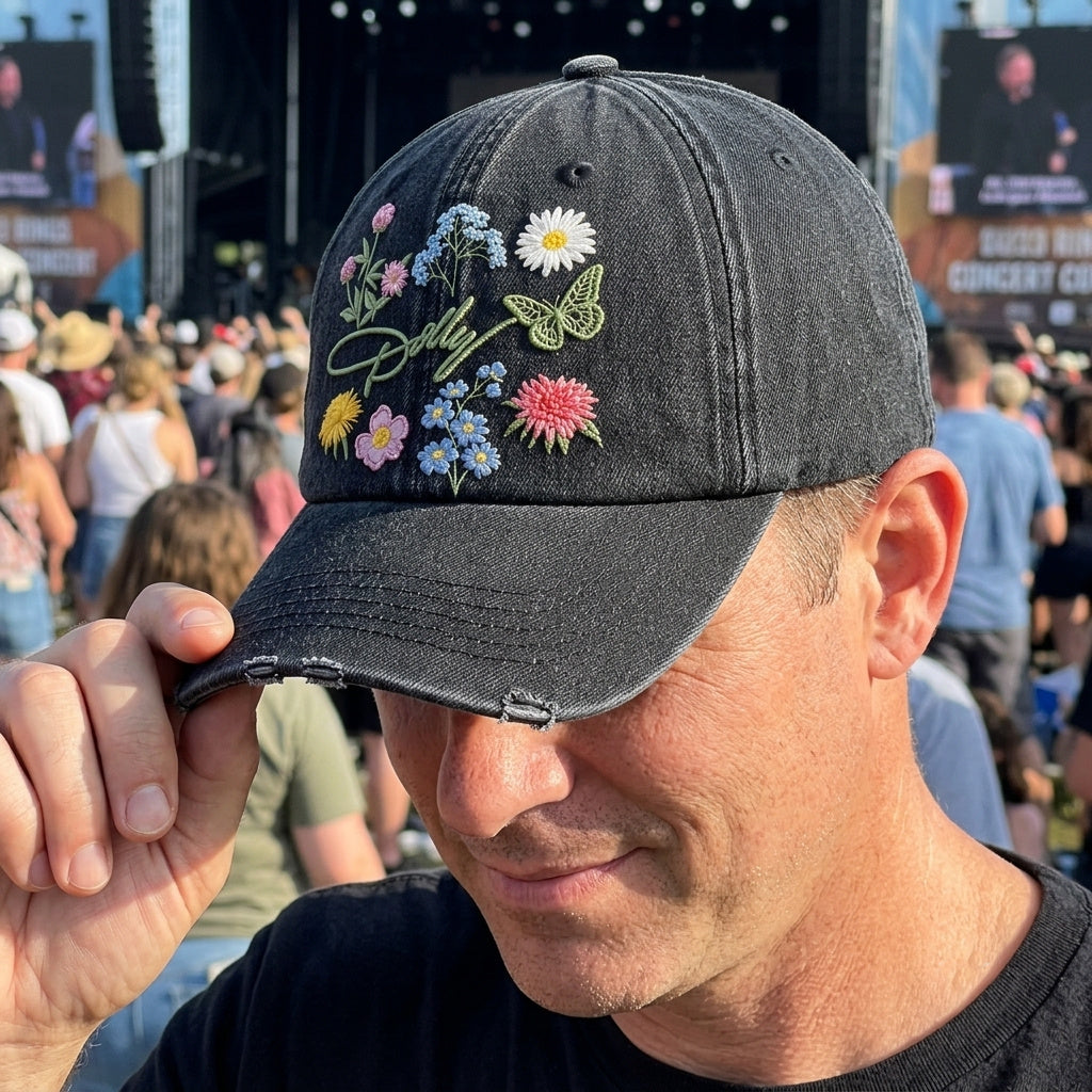 DPA Wildflower Butterfly Denim Cap