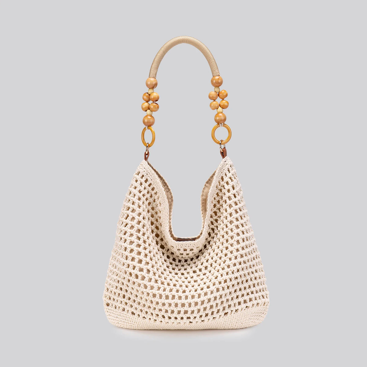 Sweet and fashionable straw-woven lock-clasp shoulder bag for women, new summer style, trendy and versatile chain-woven hollow-o
