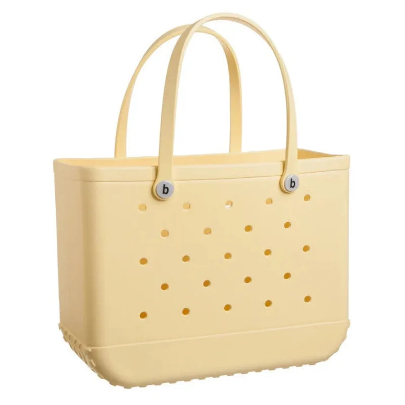 Stores Large Capacity Soft Waterproof Wear Solid Color Resistant Women Hollow Shoulder Bag EVA Beach Bag Girl Swimming Beach Bag