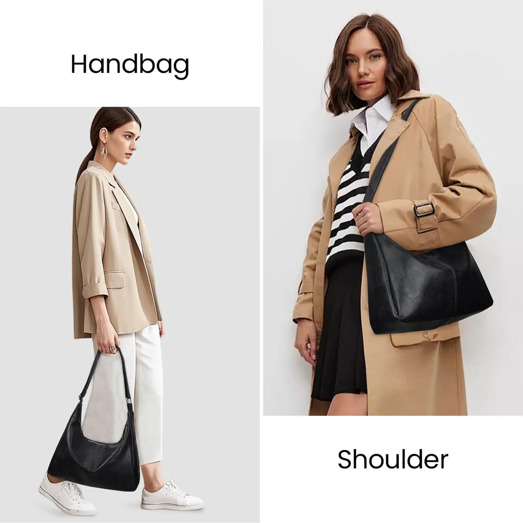 Hobo Shoulder Bags for Women Ultra Soft Foldable Vegan Leather Shoulder Handbag Stylish Slouchy Tote Purses Casual Tote