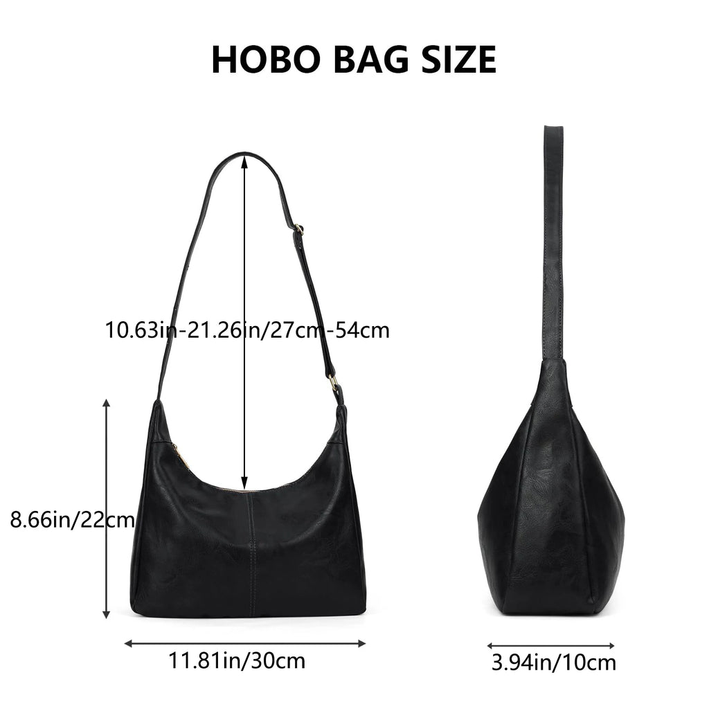 Hobo Shoulder Bags for Women Ultra Soft Foldable Vegan Leather Shoulder Handbag Stylish Slouchy Tote Purses Casual Tote