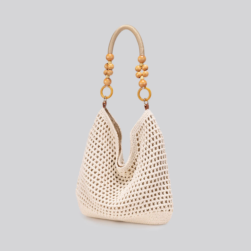 Sweet and fashionable straw-woven lock-clasp shoulder bag for women, new summer style, trendy and versatile chain-woven hollow-o